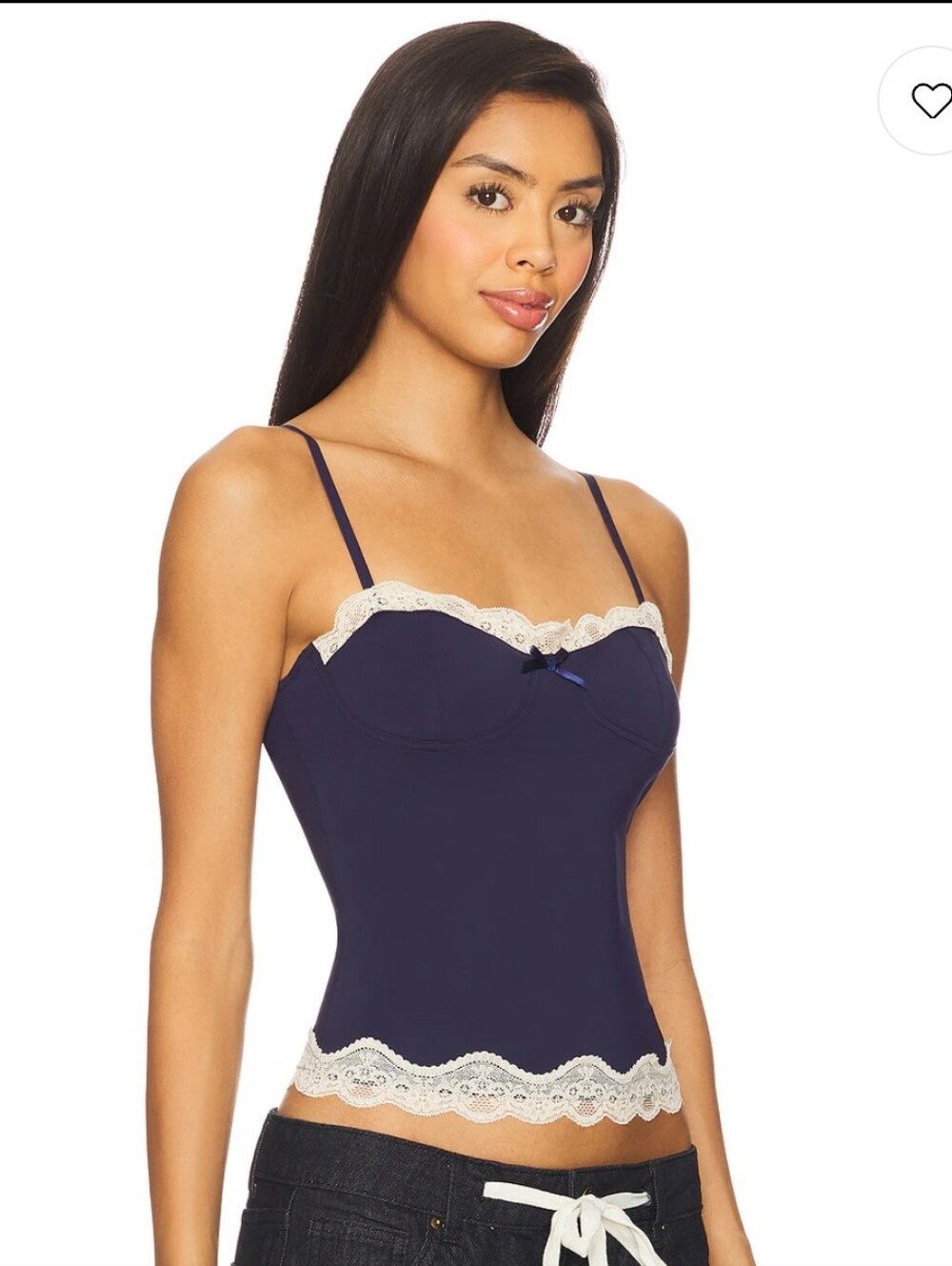 Lioness Navy Lace-Trim Camisole Top XS